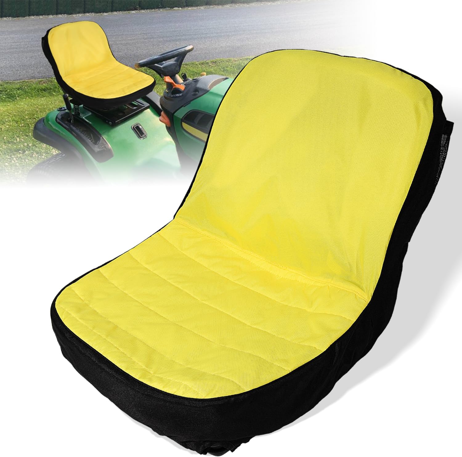LP92334 Riding Lawn Mower Seat Cover Upgrade Large Seat Cover up to 18" High Fits for John Deere Mower & Gator | Oxford 300D Fabric, Convenient Storage Pockets, Vent Hole