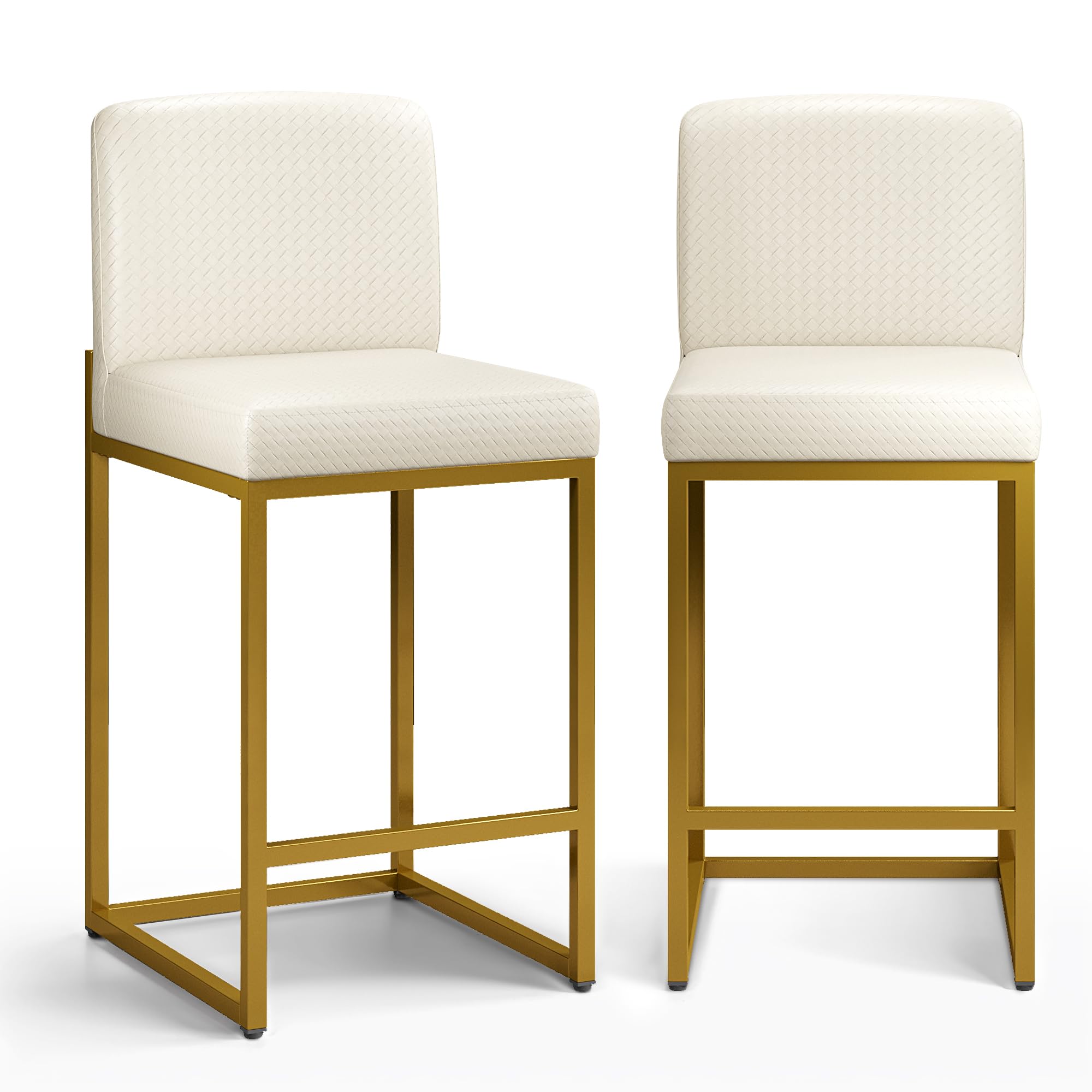 ALPHA HOME Bar Stools, Tall Kitchen Stools, 60 cm Soft Faux Leather Seat