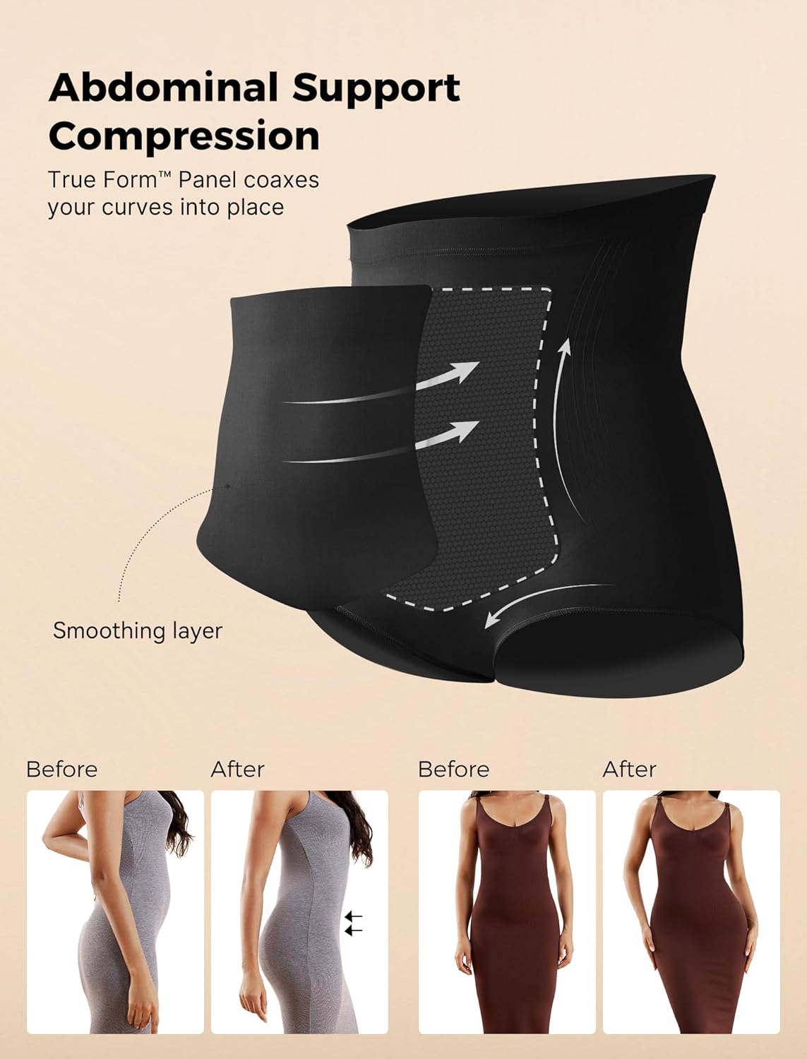 Momcozy Tummy Control Shapewear Panties, High-Waist Body Shaper, Seamless Shaping Underwear for Postpartum & Daily Dress Black Medium