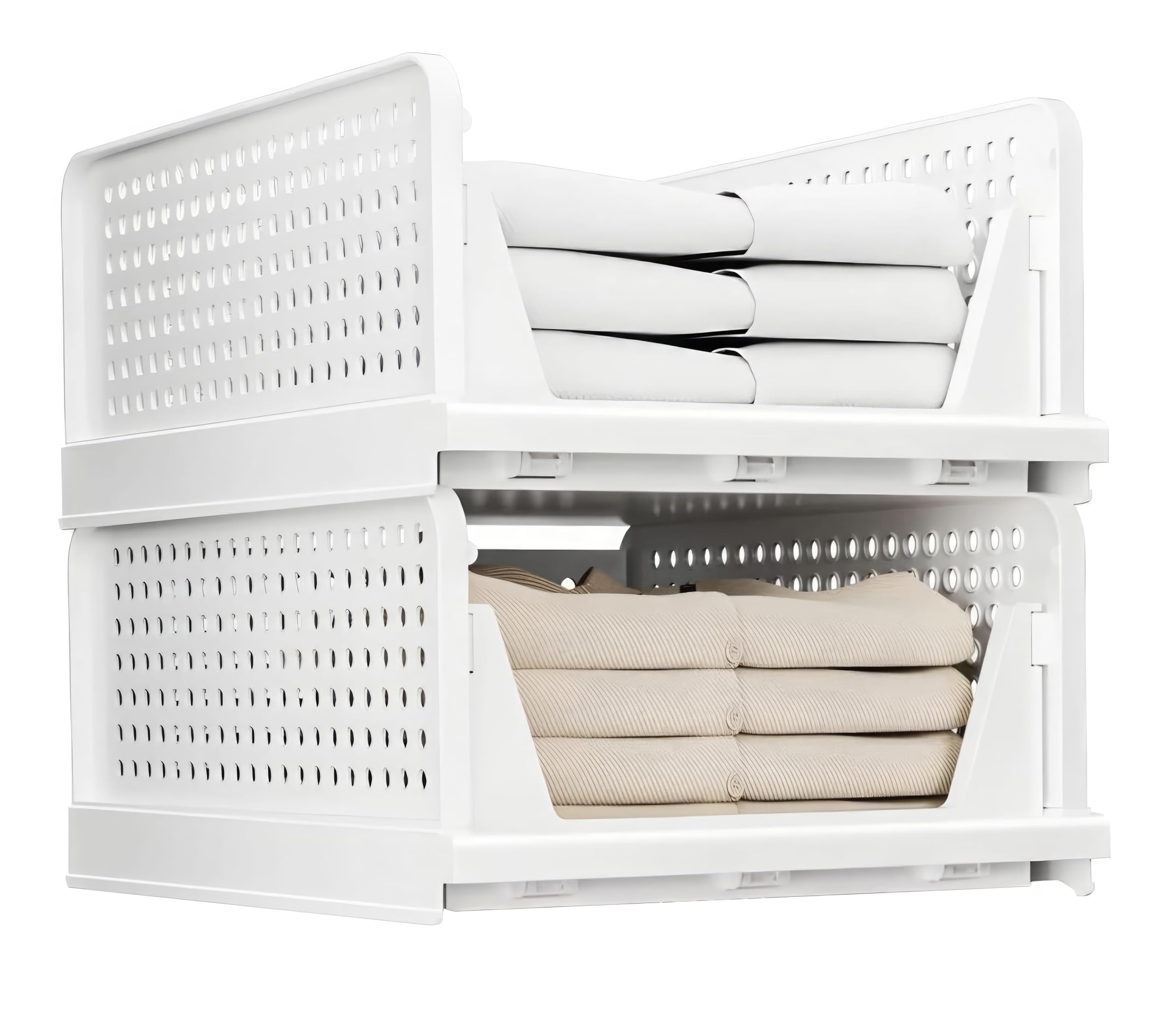 KWER 2 Pieces Clothes Organizer For Wardrobe Cupboard Organizer For Clothes Foldable And Stackable Closet Organizer Drawer Organizer For Clothes, Almirah Space Organizer (Pack Of 2 Large) (B0C8FV645K) Amazon Price History, Amazon Price Tracker