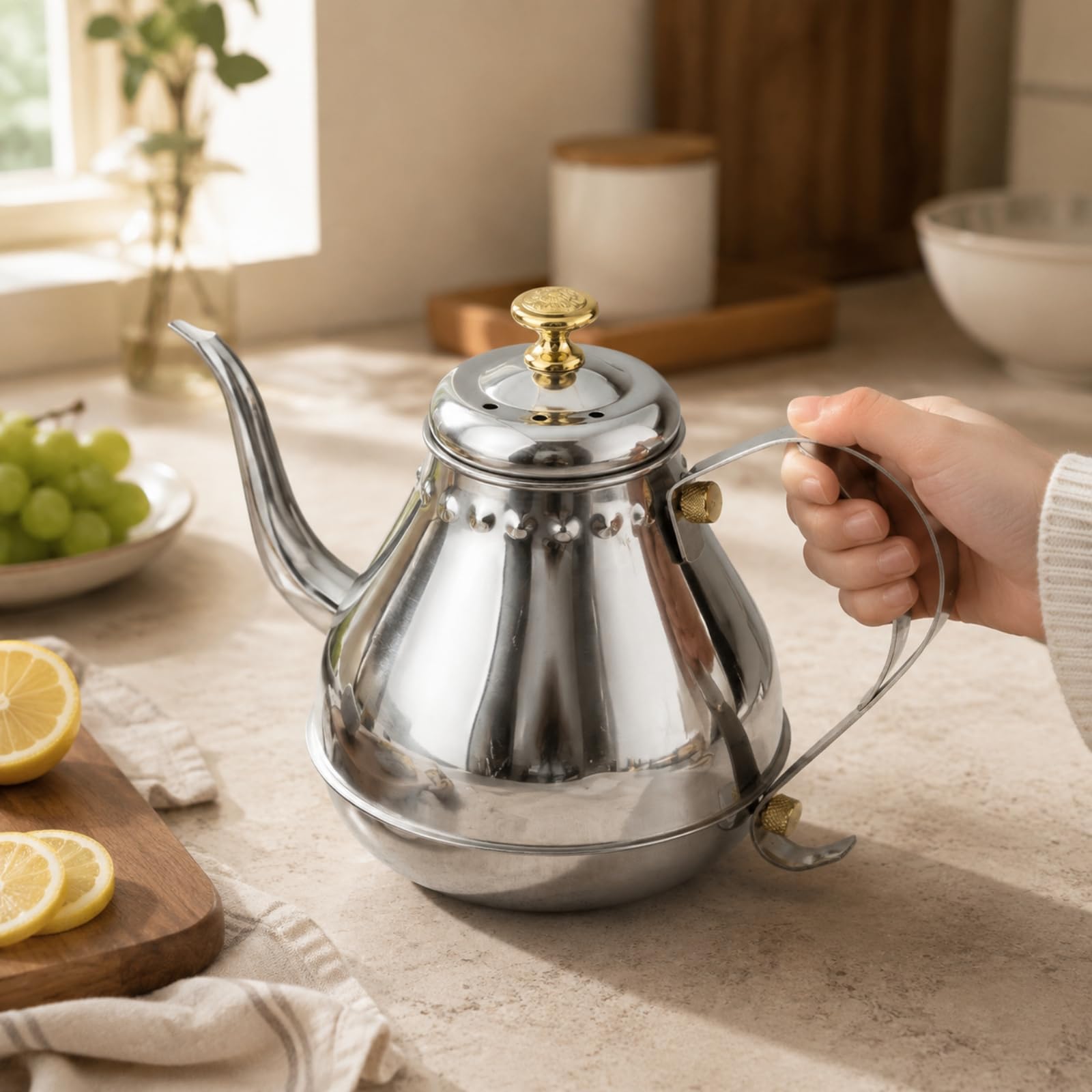 Billoire En Acier Inoxydable Anti-, Alimentaire, Récipient, pr Cuisine, Teppanyaki, Cuisiniers, Or, 1.8L