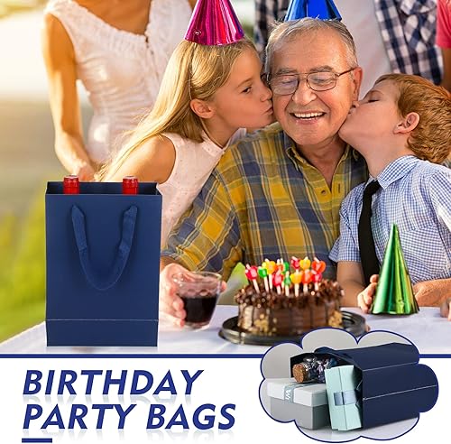 Miniatura 5 de Gueevin 30 bolsas de regalo azul marino con asas, bolsas de regalo de papel kraft de varios tamaños de 5.9 x 2.3 x 7.8, 7.8 x 3.9 x 11, 9.8 x 5.1 x