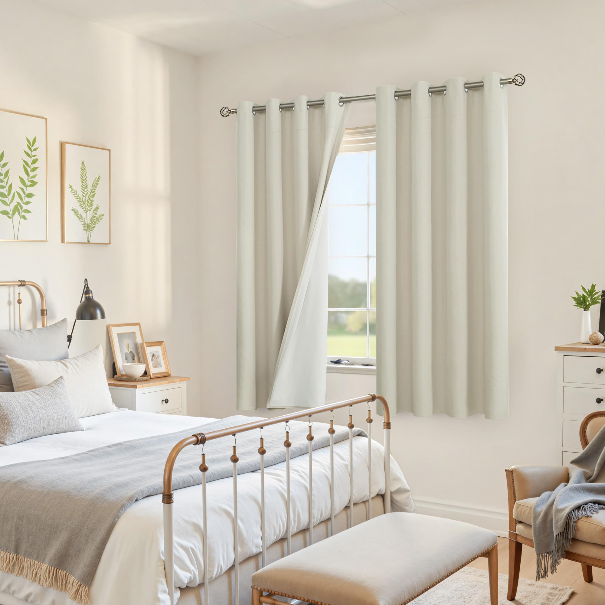 Amazon｜YoungsTex リネン遮光カーテン 長さ63インチ 寝室用