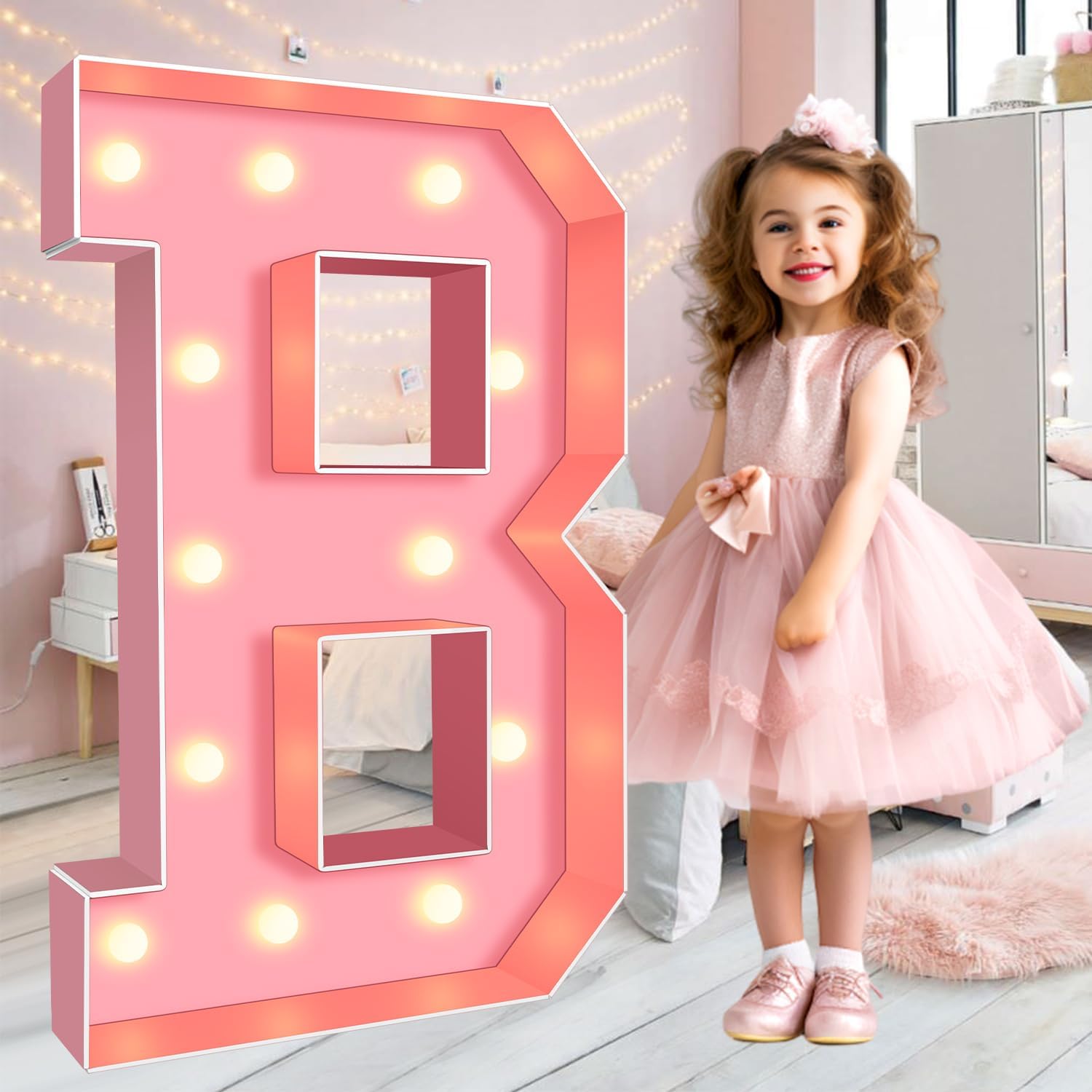 Imprsv Marquee Letter B, 3Ft Block Craft Kit For Party Decorations, Large Light Up Letters For Wedding, Baby Shower, Engagement