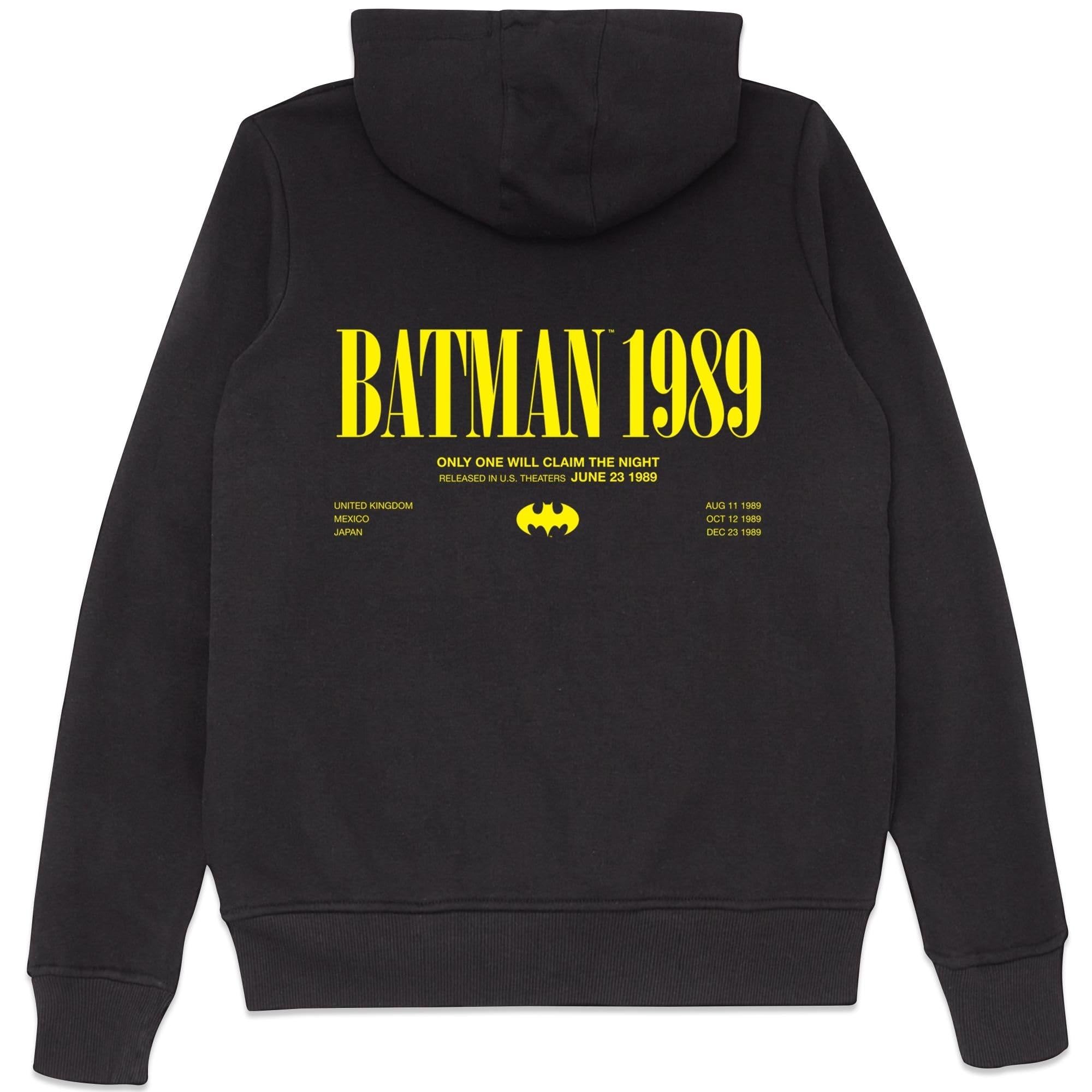Dc Comics Unisex Black Batman 1989 Embroidered Hoodie Medium