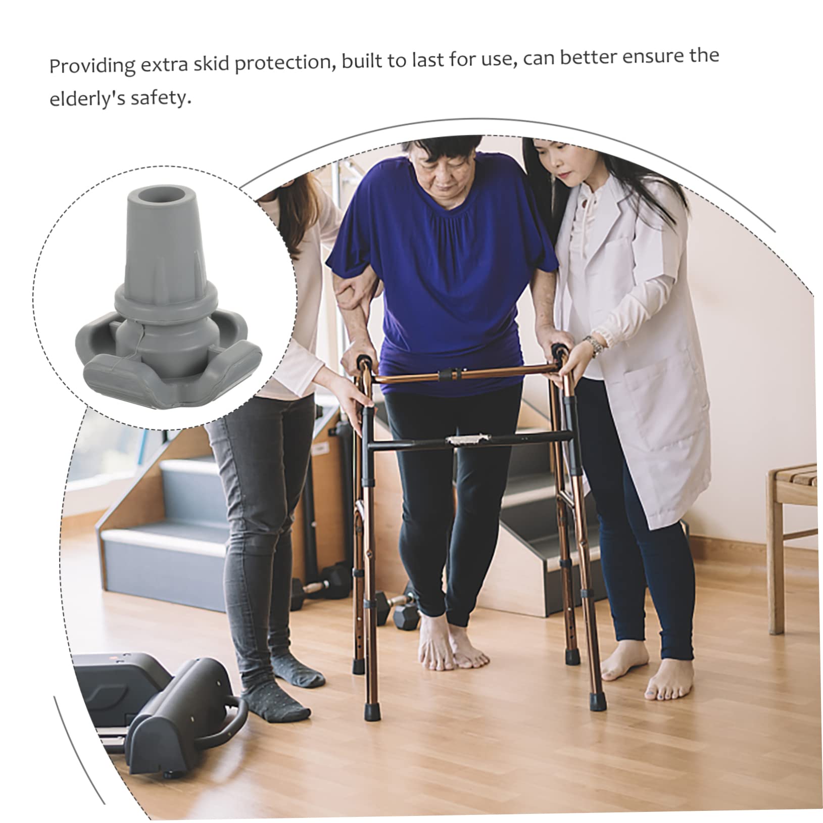 HAPINARY Anti-Slip Crutch Tips Walking Stick Accessories Rubber Foot Pad Covers for Poles