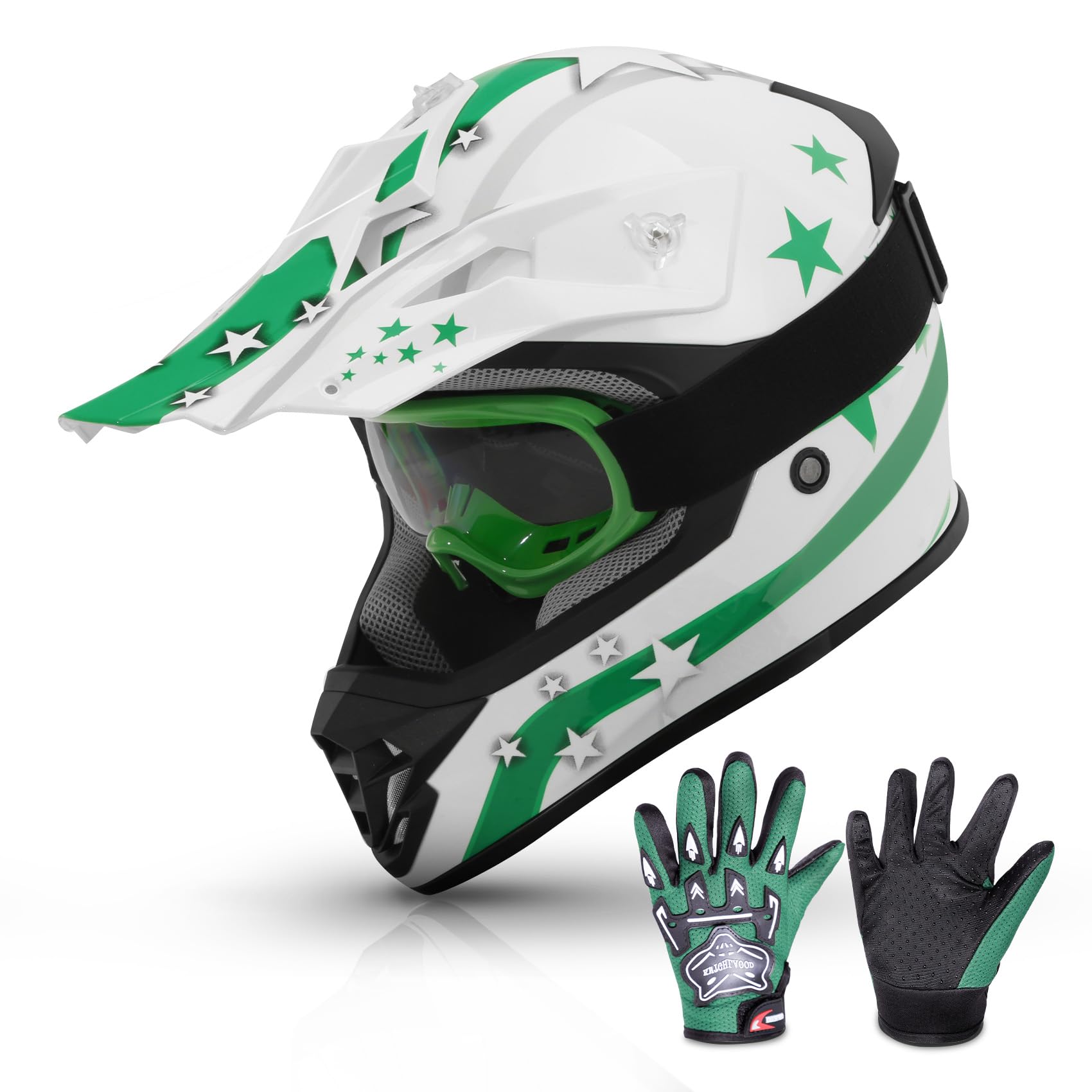 TCMT Dot Youth & Kids Motorcycle Off-Road Helmet Full Face Motocross Street Dirt Bike Mountain Bike BMX MX ATV Helmet+Goggles+Gloves New