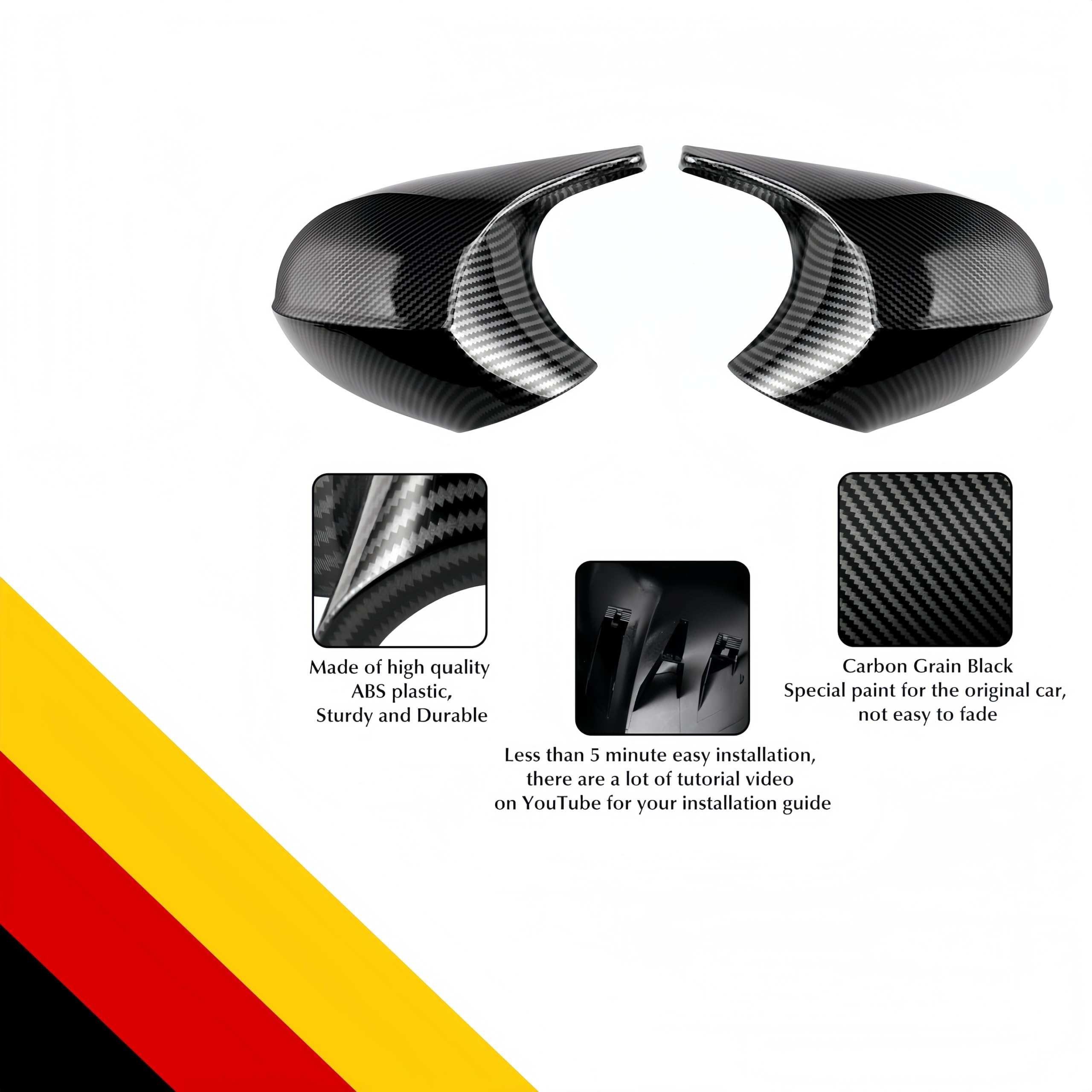 POETRYXIAO Copri specchietto retrovisore per auto, compatibile con B-MW Serie 1 E87 E81 E82 E88 LCI/3 Series E90 E91 E92 E93 LCI, adatti per tuning (fibra di carbonio)