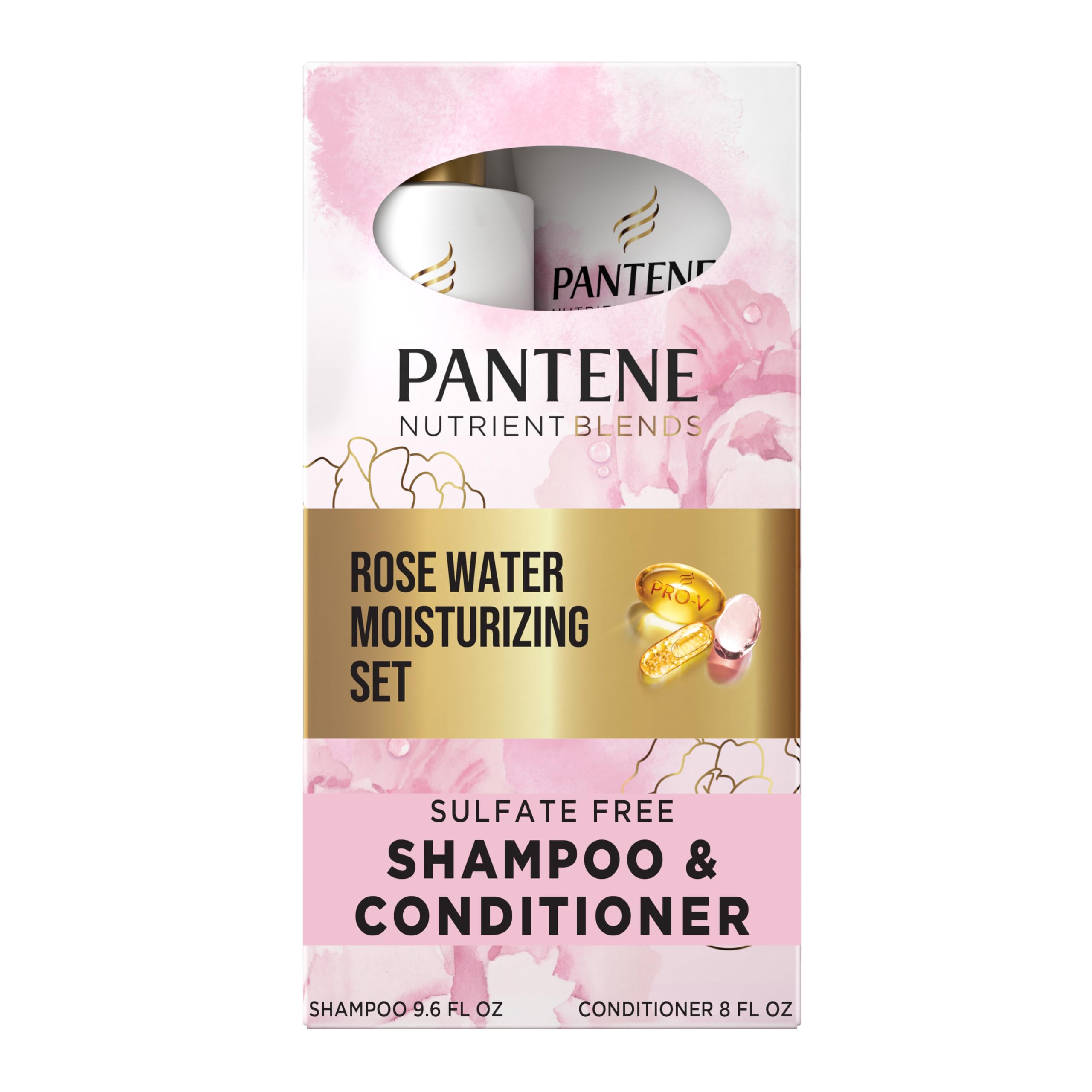 Nutrient Blends Miracle Moisture Boost Rose Water Shampoo & Conditioner Dual Pack for Dry Hair, Sulfate Free