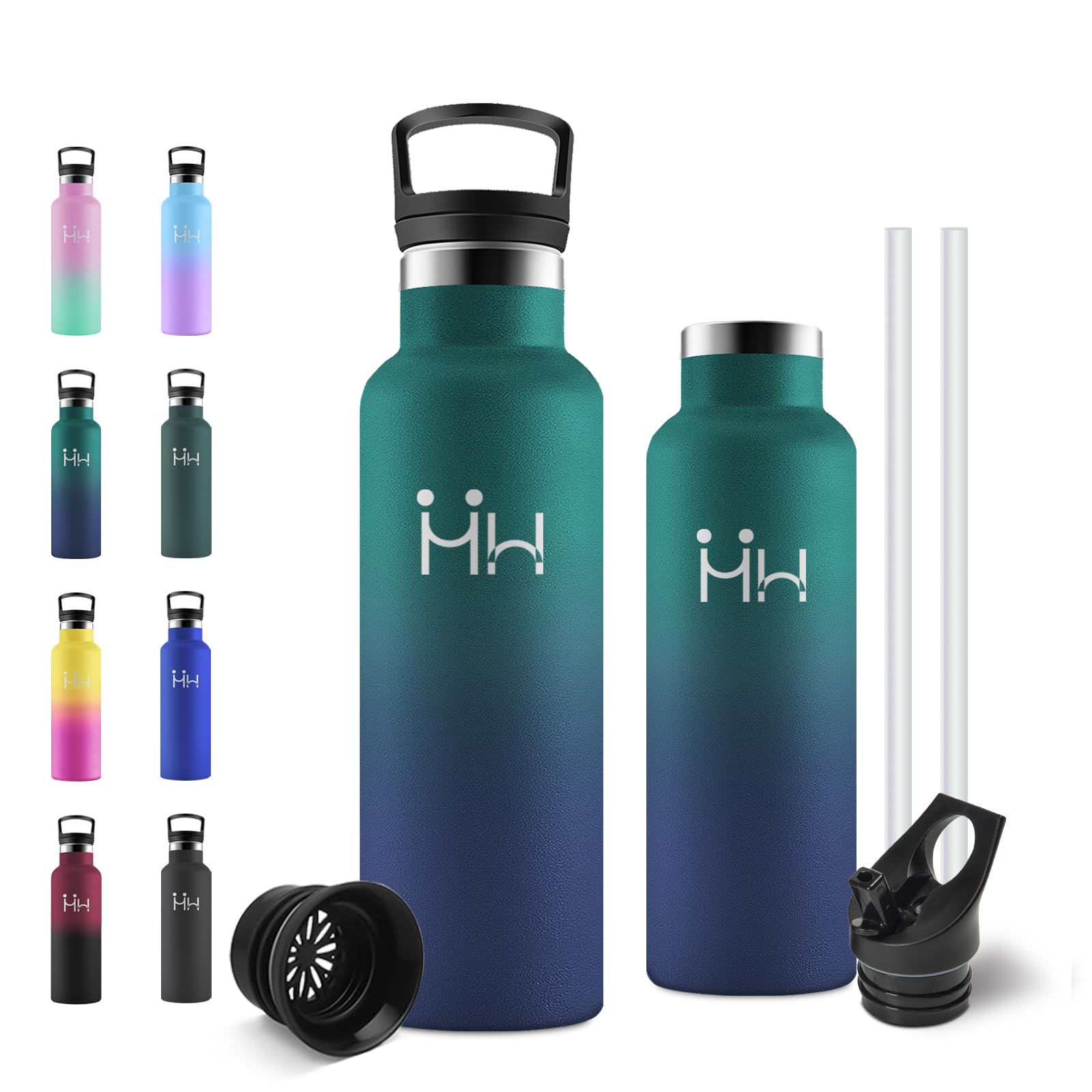 500ml Water Bottle with Straw, Insulated Water Bottle, Stainless Steel, Leak-Proof for Carbonated Beverages, Fitness