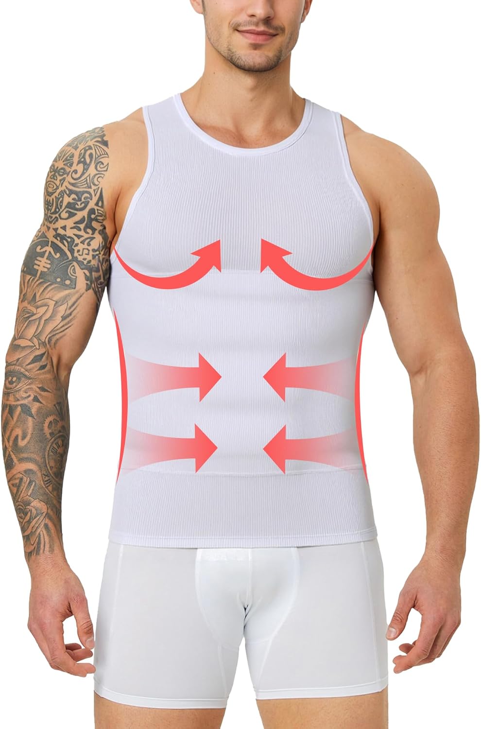 Men's Compression Shirt Slimming Tank Top Gynecomastia Shapewear Undershirt Tummy Control Body Shaper