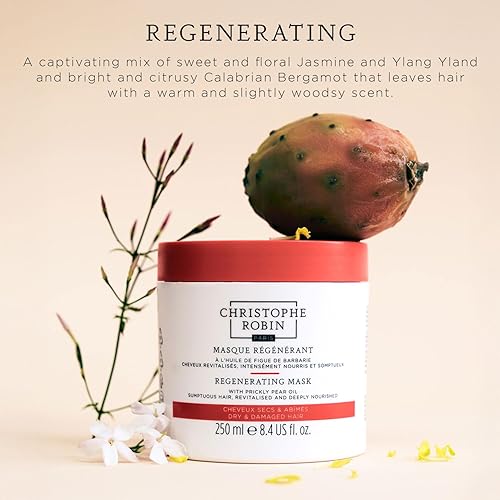 Miniatura 2 de Christophe Robin Mascarilla regeneradora con aceite de semilla de tuna para cabello seco, dañado y tratado químicamente, 2.5 fl oz, tamaño de viaje