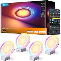 Govee 6-Inch Smart RGBIC Recessed LED Lights, Matter Compatible Alexa Google Assistant, 1100LM Dimmable Canless Downlights 4-Pack