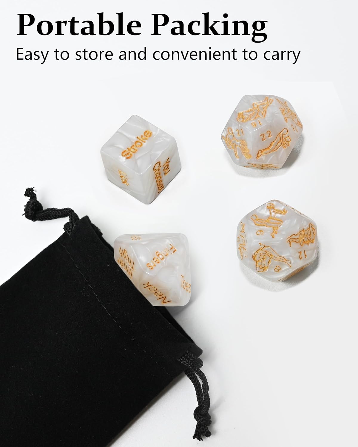 QINMIJIA Positions Sex Dice Game for Couples with Actions Body Parts, Kinky Toys for Adult Date Night, Foreplay Naughty Sexy Fun Intimate Dice Set for Valentine's Gift, Travel, Romantic Nights, White