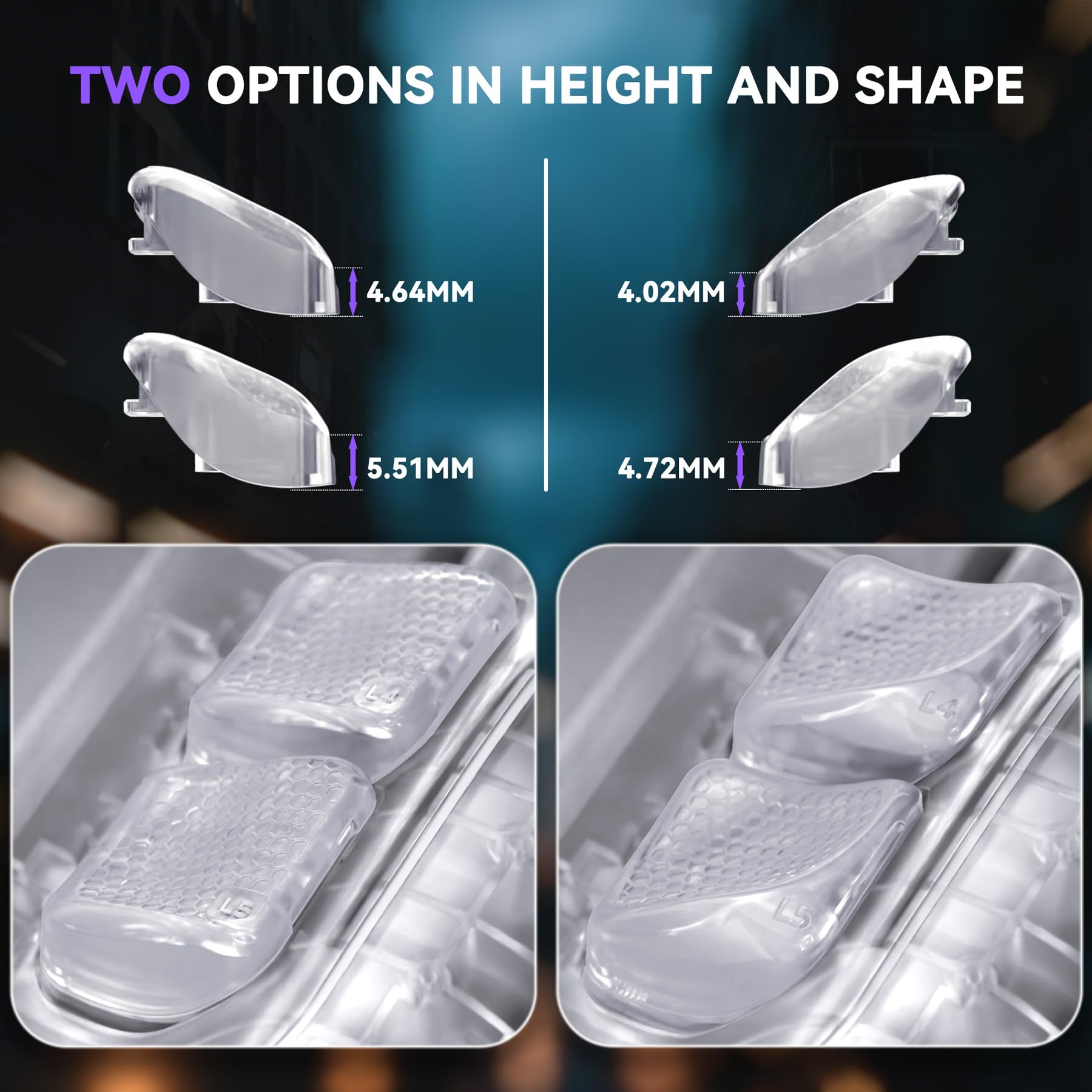 eXtremeRate 8pcs Boutons Interchangeable avec Coque Arrière pour Steam Deck LCD & OLED,Kit d'Accessoires pour Steam Deck Console Back Buttons – Transparent