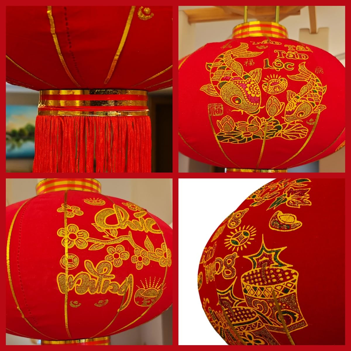 Amazon.com: KYMY Vietnamese New Year Red Hanging Lanterns – Set of