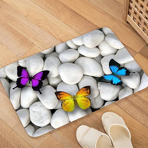 Miniatura 5 de WODEJIA Alfombras de baño de espuma de esponja suave para baño y cocina, tapete de franela antideslizante brillante impreso en 3D, tapetes de