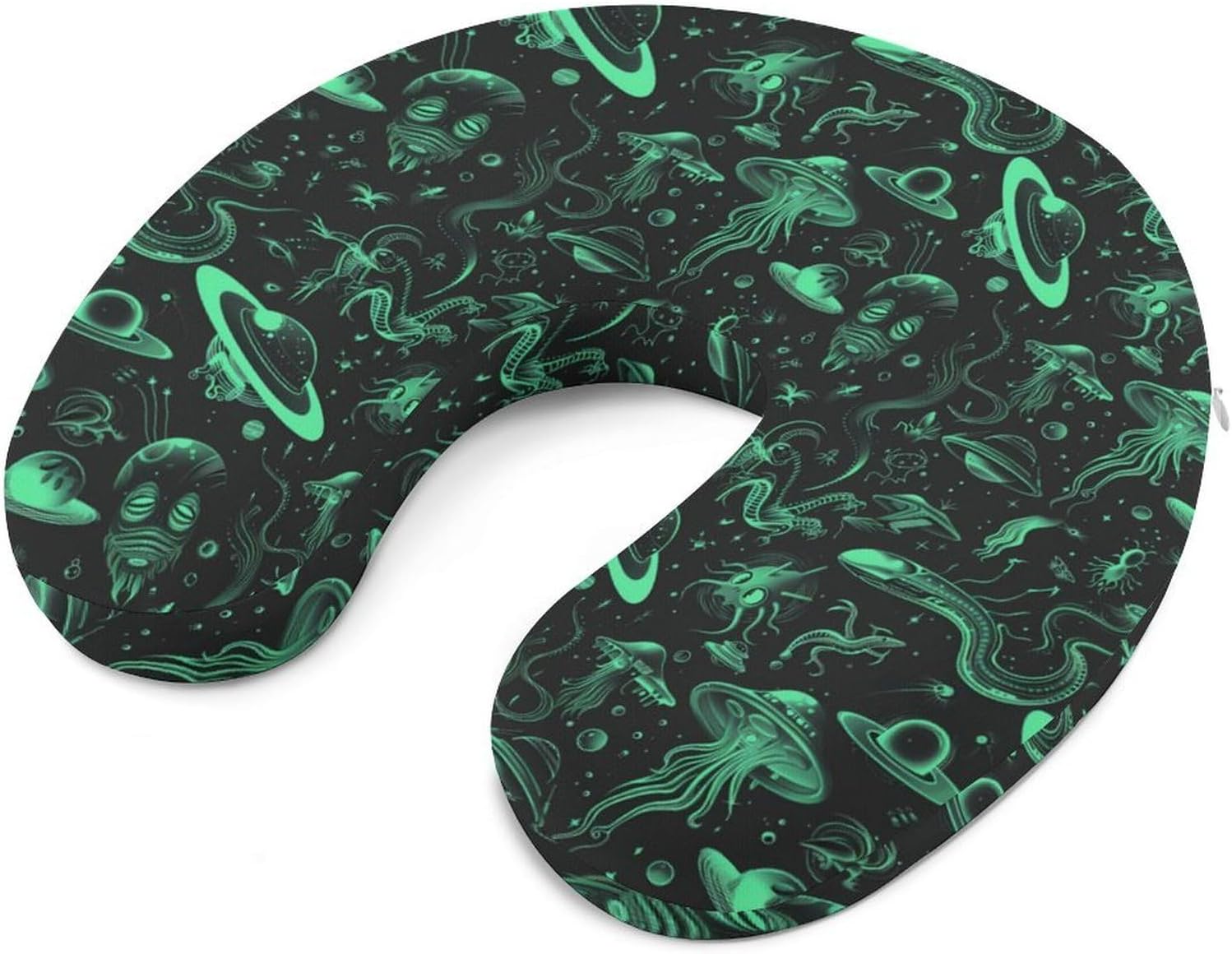 Green Lines Cryptid Pattern Travel Pillow U Shape Neck Pillow Washable Pillowcase for Sleeping Chair