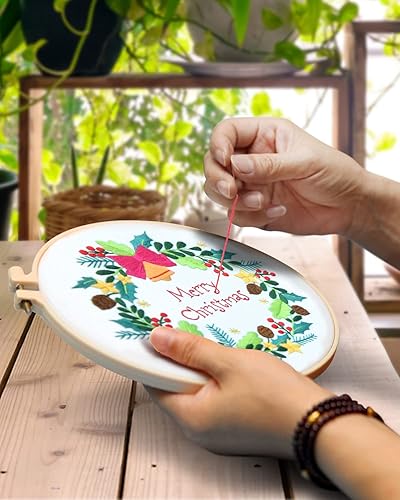 Miniatura 4 de TINDTOP Kit de bordado para principiantes, paquete de 4 kits de práctica de punto de cruz para principiantes, incluye aros de tela de bordado, hilos