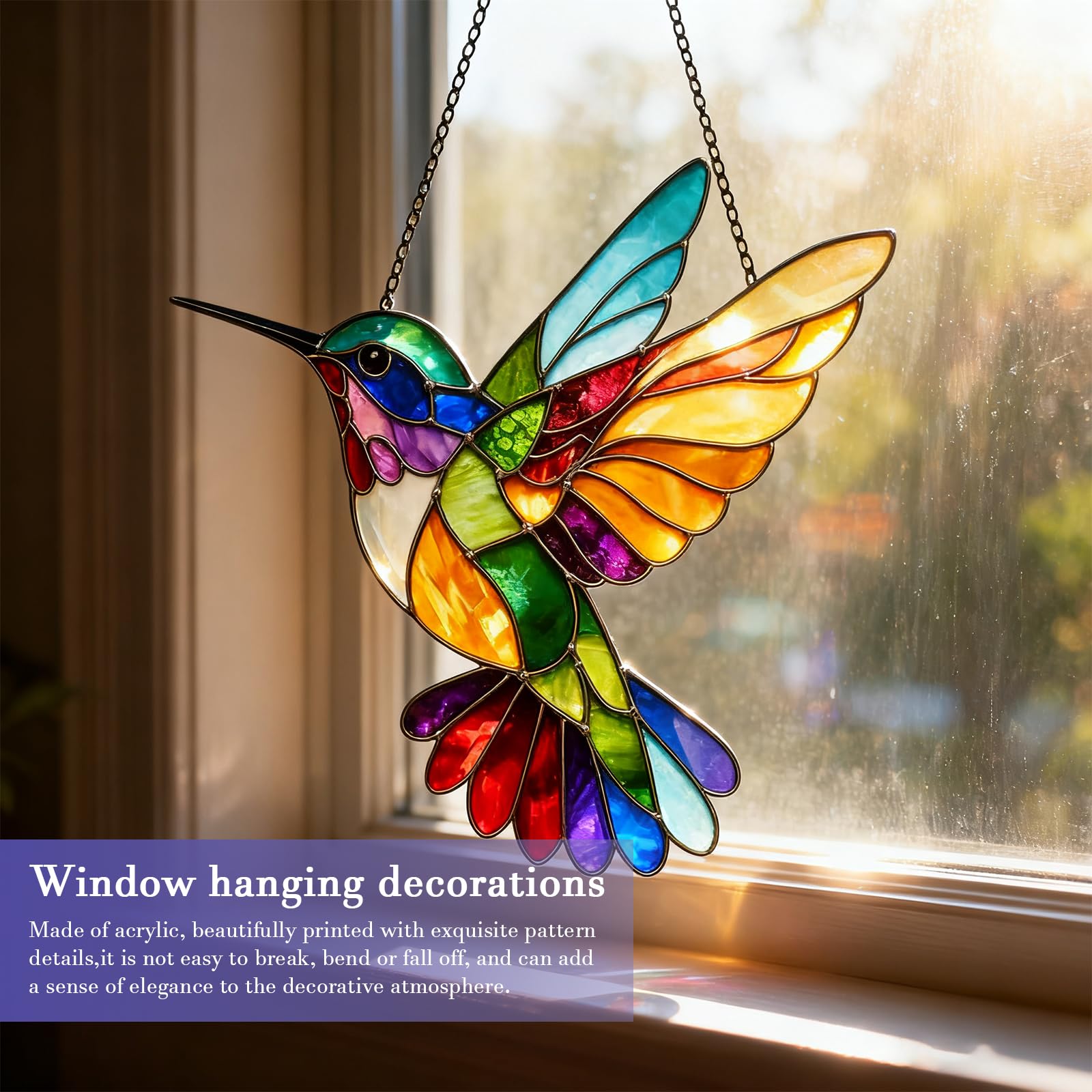 VAIIEYO Kolibri Sonnenfänger Aus Acryl – 19,8 Cm, Doppelseitig – Für Fenster & Garten