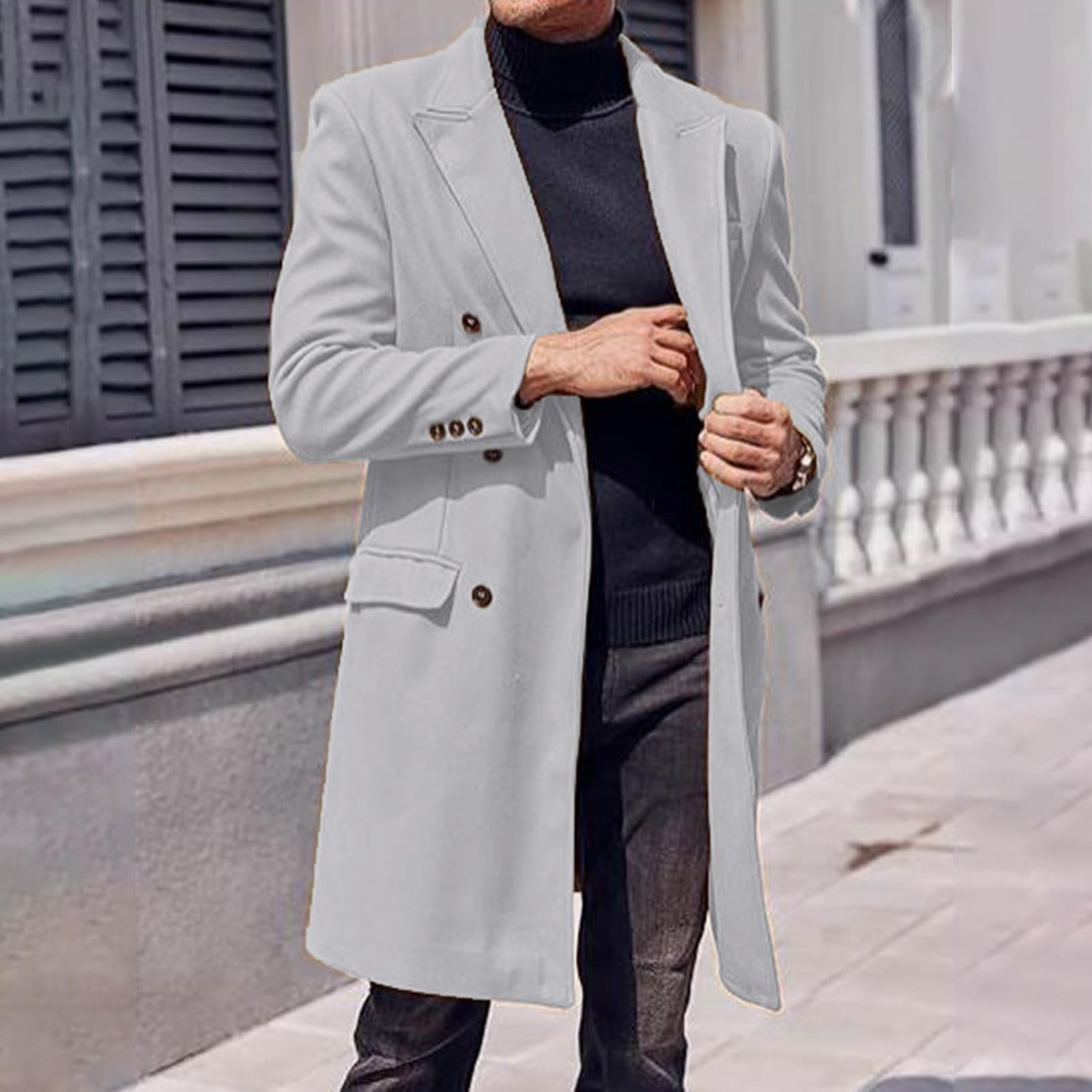 Generisch Wintermantel Herren Lang Dufflecoat, Herren Wintermantel Langer Wollmantel mit Stilmodus für optimale Wärme Bequemlichkeit in kalten Jahreszeiten
