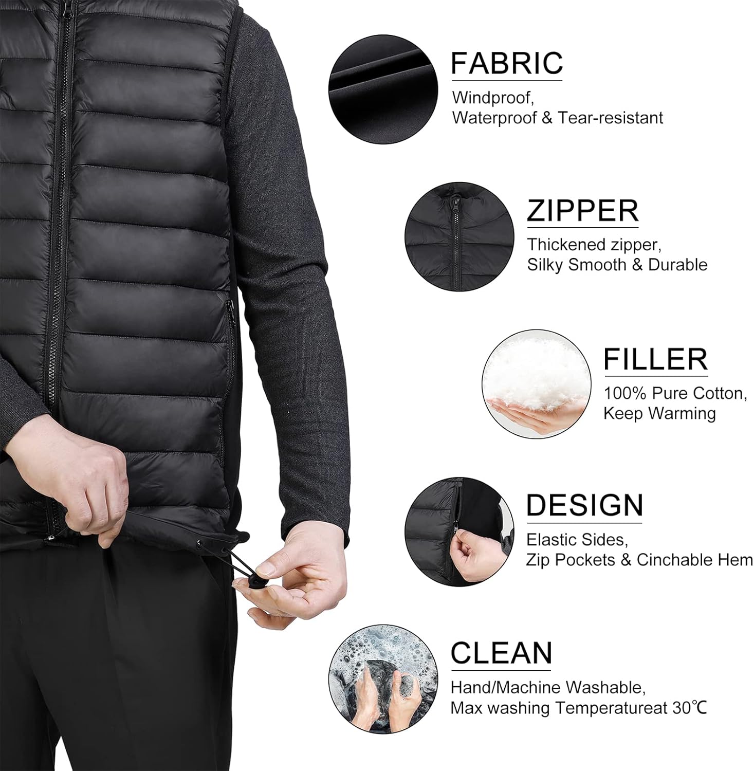 Loowoko Heated Vest for Men with Battery Pack Included, Rechargeable Electric Heating Jacket Coat, Lightweight Warming Vests - Image 6