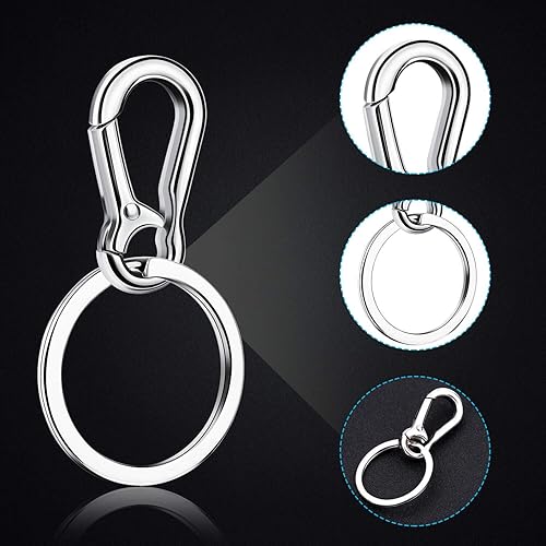 Miniatura 5 de Cridoz - Clip para llavero con llavero 4 ganchos para llavero con 16 llaveros para llaves de automóvil etiqueta de perro y llavero tamaños surtidos