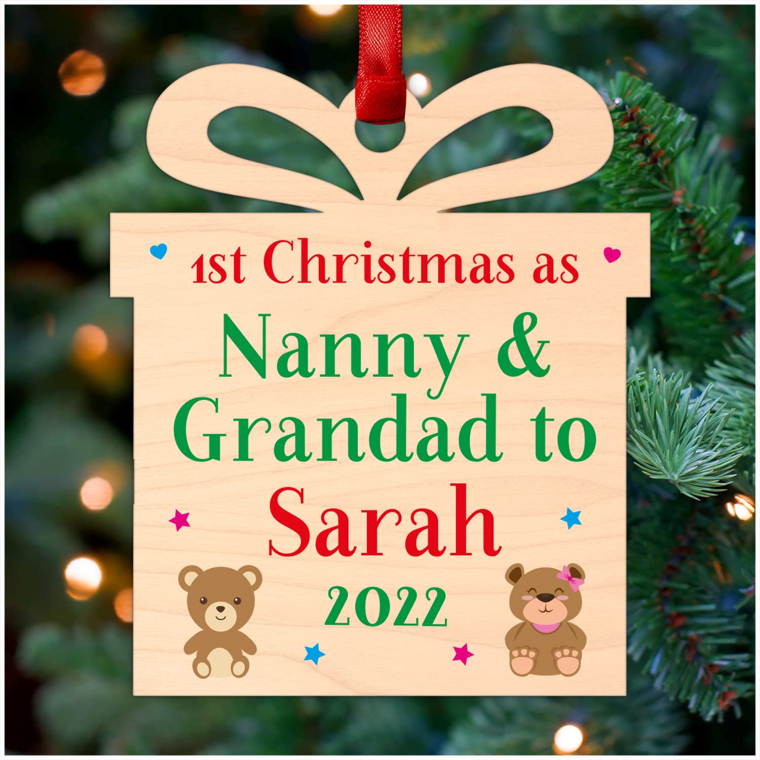 Personalised Christmas Gifts for Grandparents - Nanny & Grandad Christmas Tree Decoration - Christmas Tree Ornament Presents - Perfect Christmas Gifts for Grandparents, Nan, Granny, Grandad, Grandpa