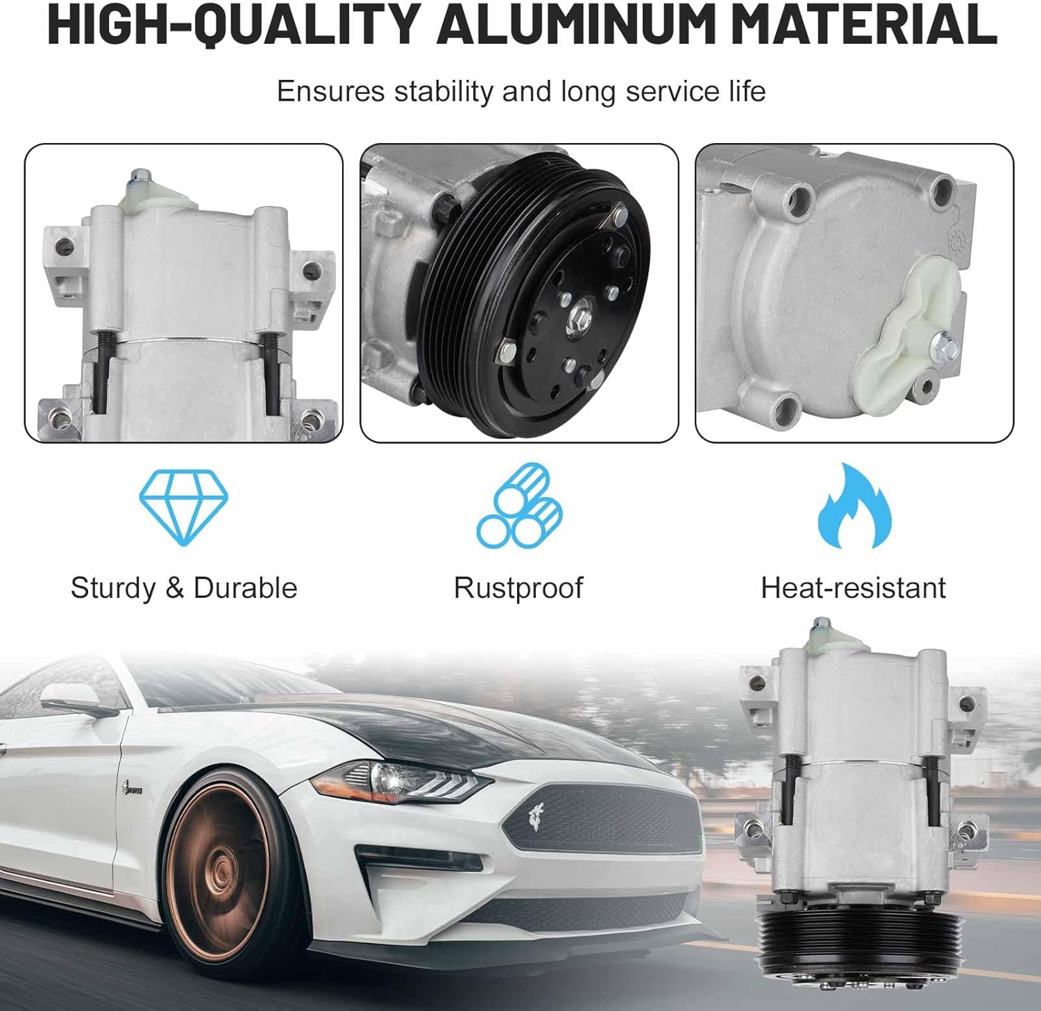 New AC Air Condition Compressor with Clutch for 90-95 Ford E-150 E-250 E-350 Econoline Club Wagon 4.9L 5.0L 5.8L, 90-95 for Ford F150 F250 F350 & Bronco 5.0L 5.8L 7.3L 7.5L，for 95-98 Ford Windstar 3.8