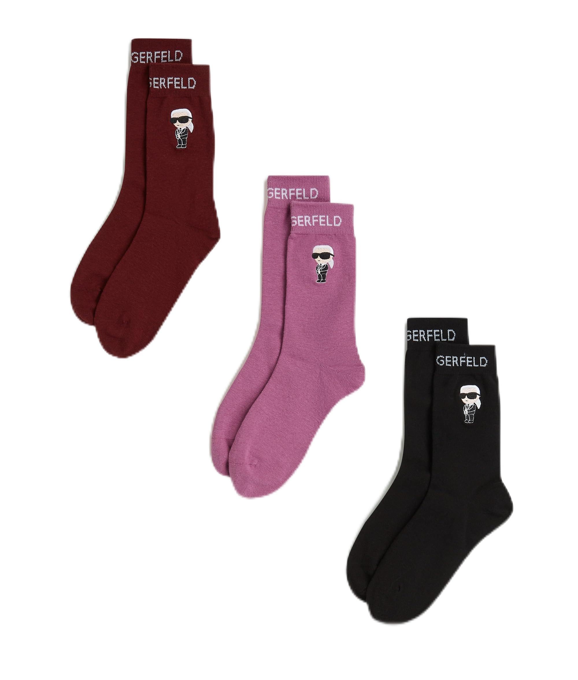 Karl Lagerfeld International B.V ikon sock 3 pack, wine pink-black, 35-38, multicoloured, 35-38