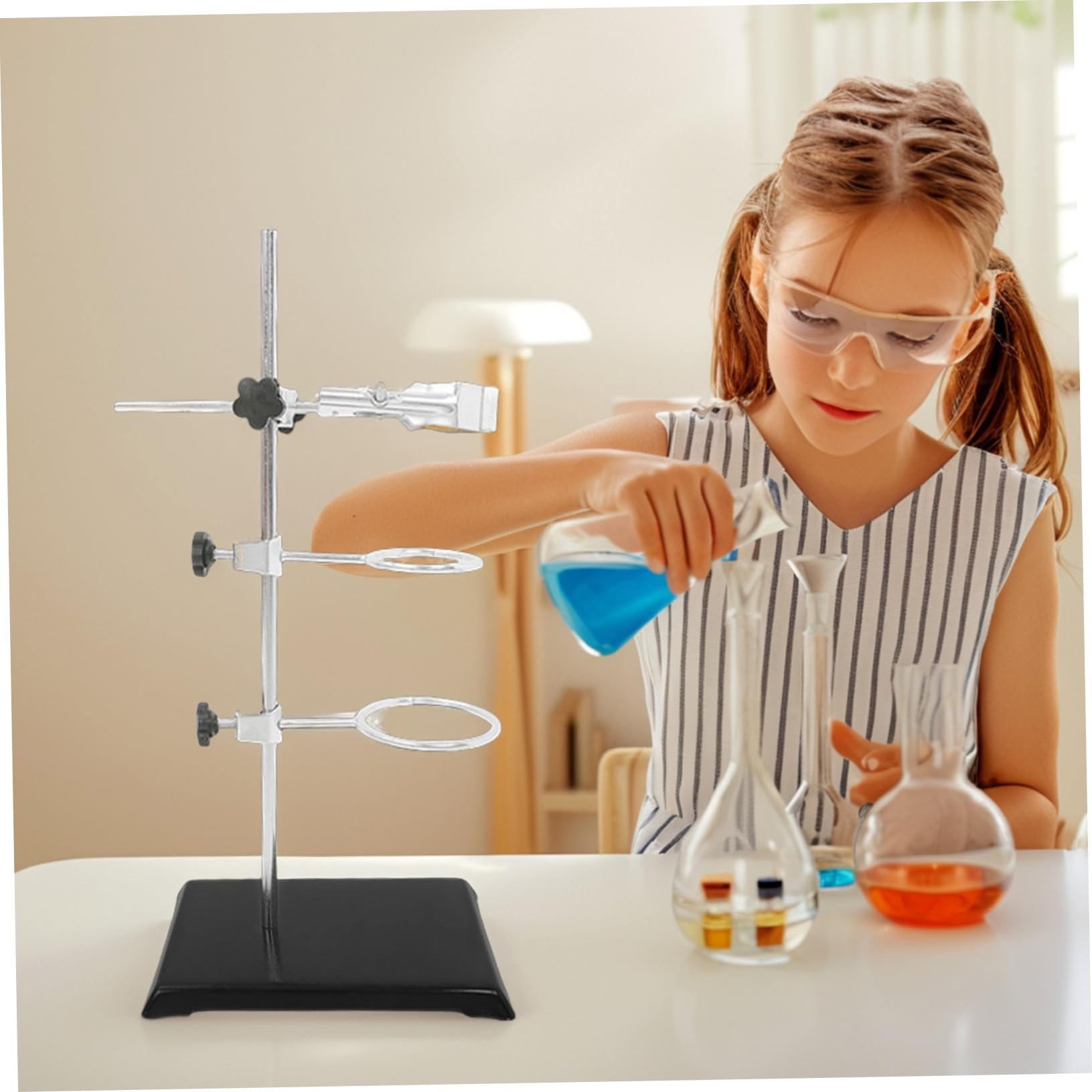 VALICLUD Laborstativ mit Ringklemme und Kolbenständer für Chemielabor Inklusive Becherglas-klemme Sockel und Halter für Experimente und Forschung