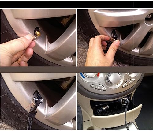 Miniatura 7 de Bomba de aire de coche de calibre de marcado, 12 V, mini inflador de neumáticos, resistente a la bomba de neumáticos portátil para motocicleta y