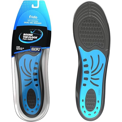Frido Dual Gel Heavy Duty Trimmable Insoles | For Loose Shoes or Replacing Existing Insoles | Thick Shoe Inserts | Extra Comfort and Support | Proudly Made in India | (Size 8-13 UK) - Pack of 1 Pair