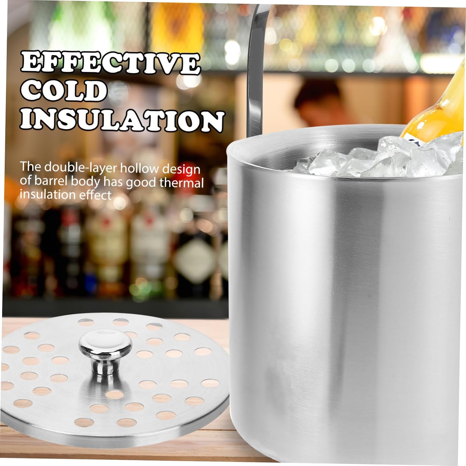 Cabilock 1 Set Double Insulated Ice Bucket Wine Cooler with Tongs for Parties Bars and Restaurants Ice Holder for Entertaining and Beverage Chilling
