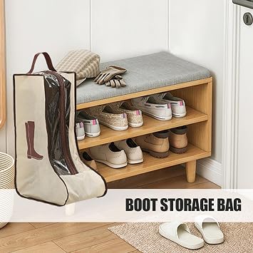 Women's Boots Storage Bag - Transparent PVC Boot Storage Bag | Long Boots Storage Bag | Dust Proof Tall Boot Carry Bag with Handle | Boots Storage Travel Organizer