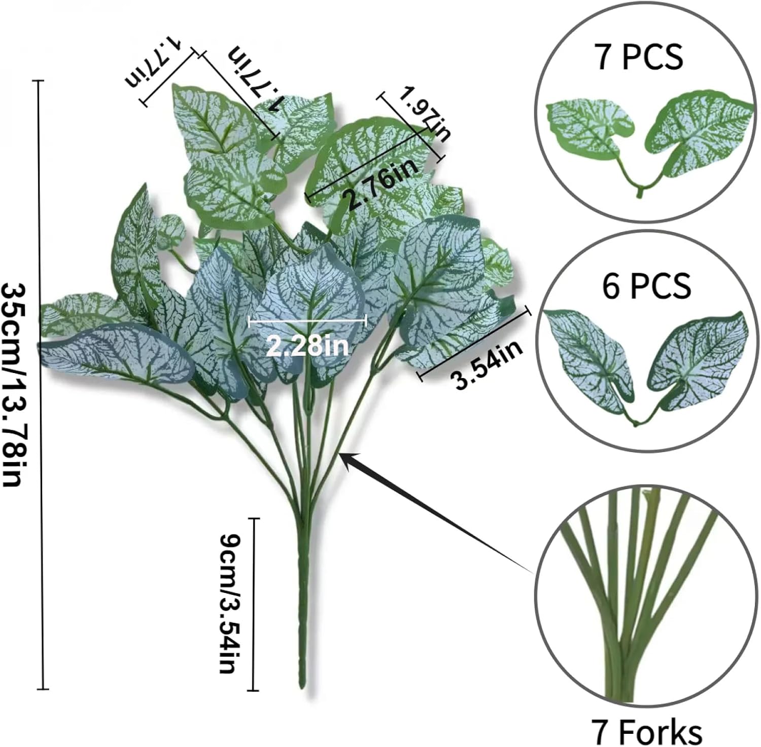 6 Bundles of Artificial Green Plants, Artificial Greenery, Fake Floral Plants Decor Outdoor Artificial Plants,Plastic Plants,Outdoor Large Decorative Flowers (Green) - Image 2