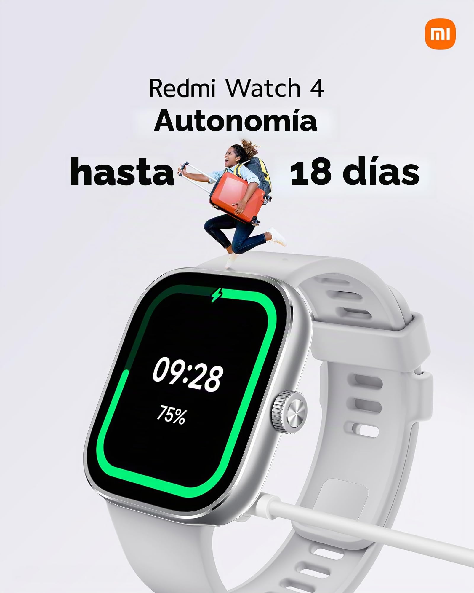 XIAOMI Redmi Watch 4 - Llamadas Bluetooth, Pantalla AMOLED de 1,97”, Monitor de frecuencia cardíaca, hasta 18 días de autonomía, Negro (Versión ES)