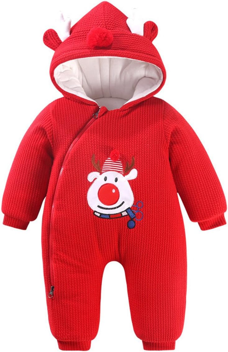 Baby Girls Boys One Piece Cartoon Deer Ears Hoodie Jumpsuit Romper Outwear