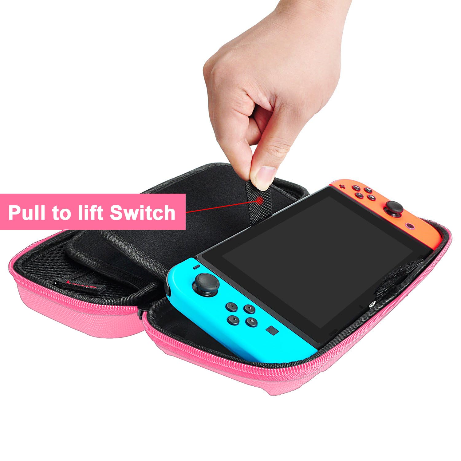 daydayup Switch Carrying Case Compatible with Nintendo Switch/Switch OLED, with 20 Games Cartridges Protective Hard Shell Travel Carrying Case Pouch for Console & Accessories - Image 3