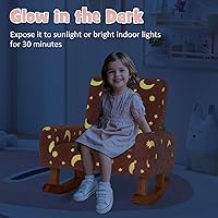 Vista 4 de Costzon Mecedora para niños, que brilla en la oscuridad, sofá infantil tapizado de franela con patas mecedoras de madera de álamo, cómodo respaldo