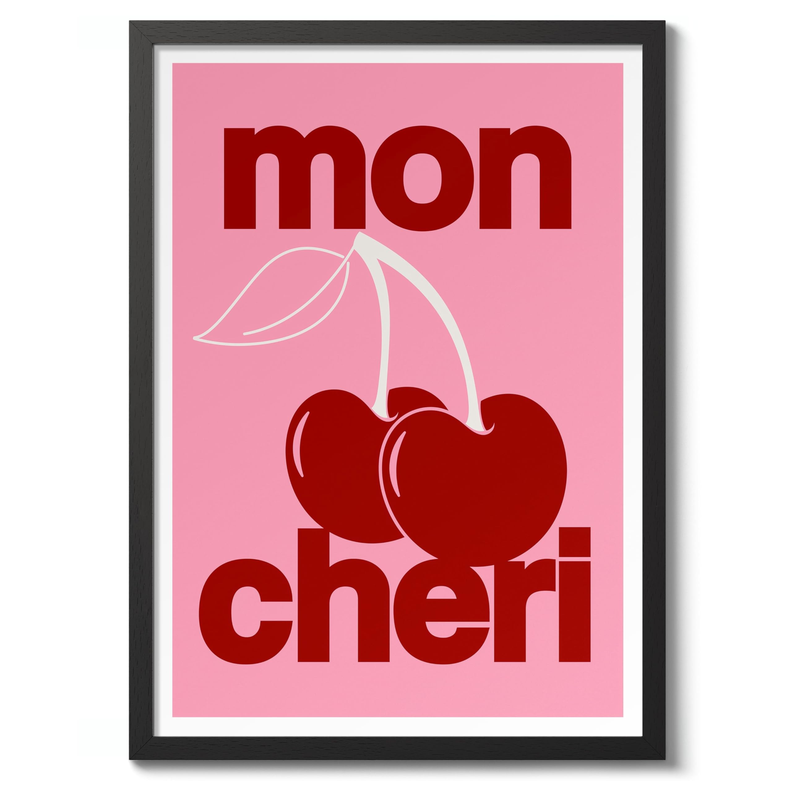 AnimatoMon Cheri Hot Pink Preppy Aesthetic Girls Bedroom Wall Art Decor, Archival Matte, A5 (Print Only) - 21x14.8cm