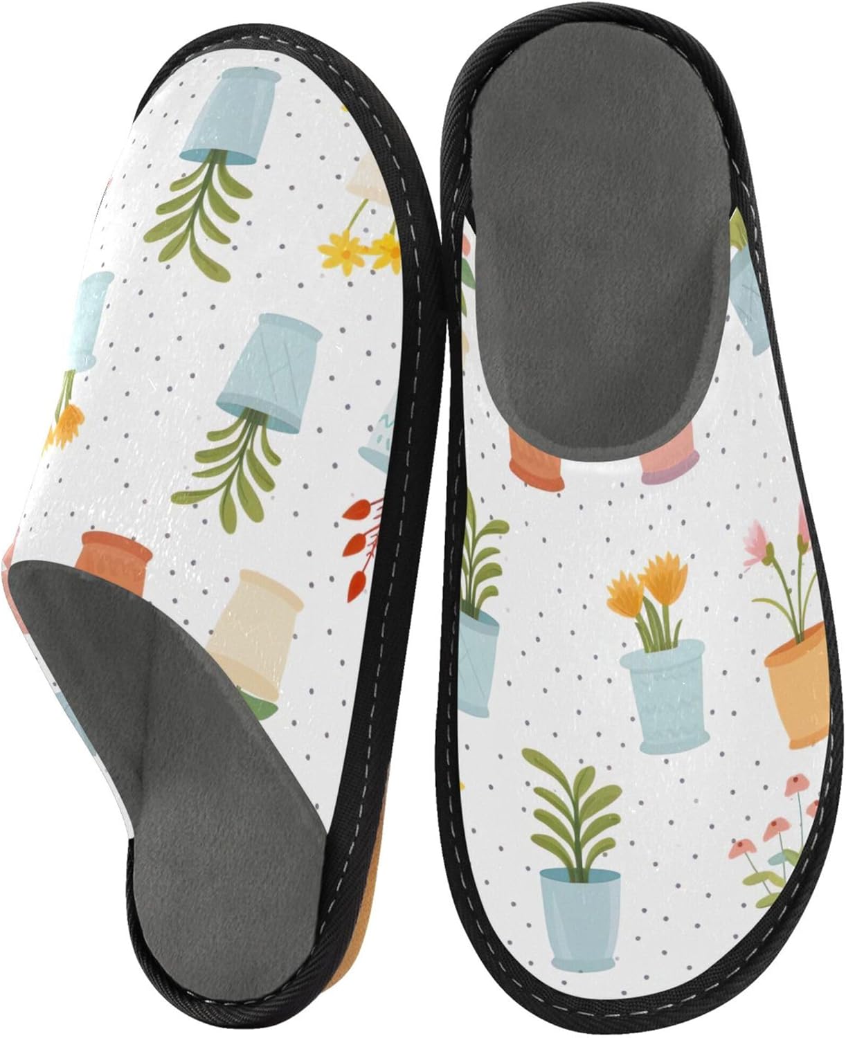 Flower Potted House Slippers – Cozy Fuzzy Slippers for Guests, Washable & Disposable, Perfect for Shoeless Home, Spa & Hotel Use A112303
