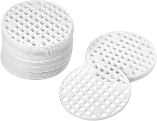 MECCANIXITY Flower Pot Hole Mesh Pad 1.8 Inch Bonsai Plant Bottom Round Plastic Soil Grid Screen Mat, White Pack of 50