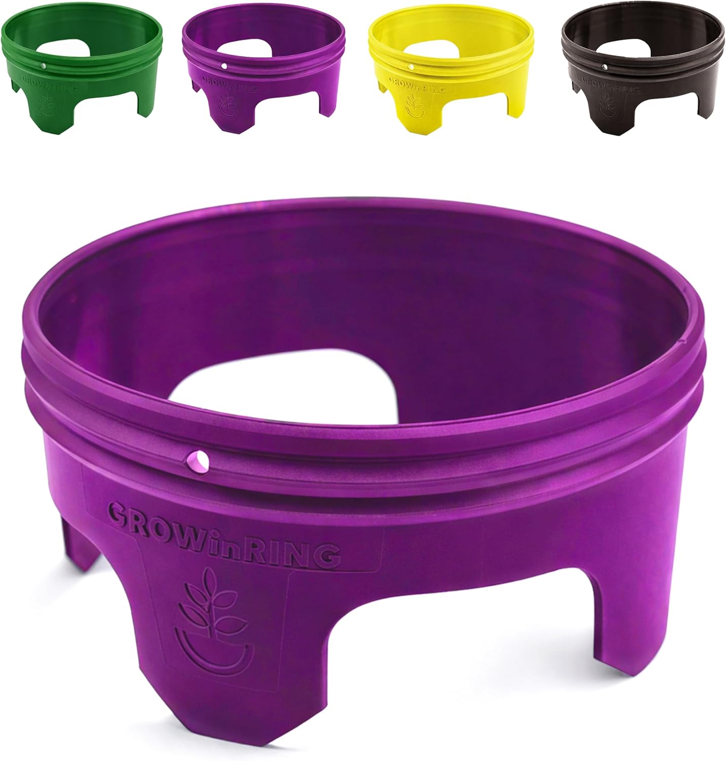 7 inch Solid Planting Grow Rings | 12 Pack Purple | One-Piece Design for Deep Root Watering Veggies, Herbs & Flowers | Mulch & Soil Barrier | Deter Slugs and Cutworms | Heavy Duty | Made in USA