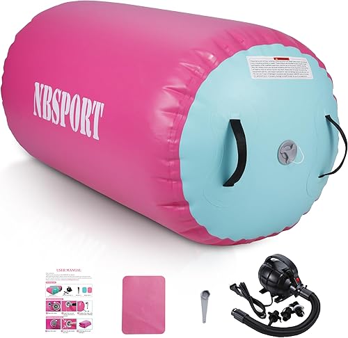 Miniatura 1 de NBSPORT Air Barrel Air Roller - Barril de gimnasia, colchoneta de aire, equipo de gimnasia inflable para espalda con resorte de mano, entrenador con