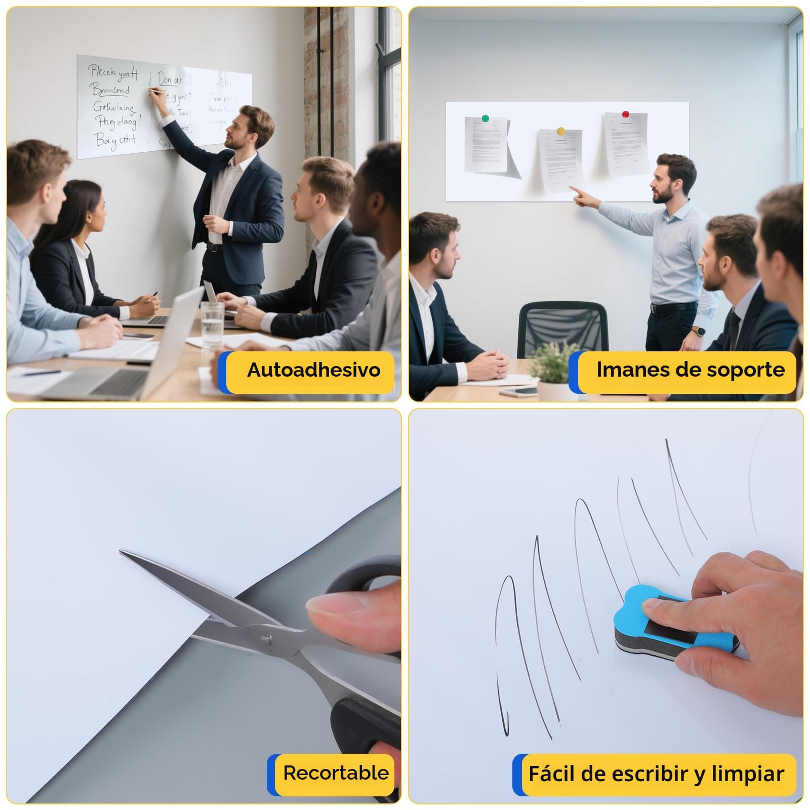 Pizarra Adhesiva Pared 40×90cm, pizarra rotulador borrable, Pizarra Blanca Magnética con Nueva Tecnología Antimanchas, Pizarra Magnética Pared para Niños, Escuela, Oficina y Hogar.