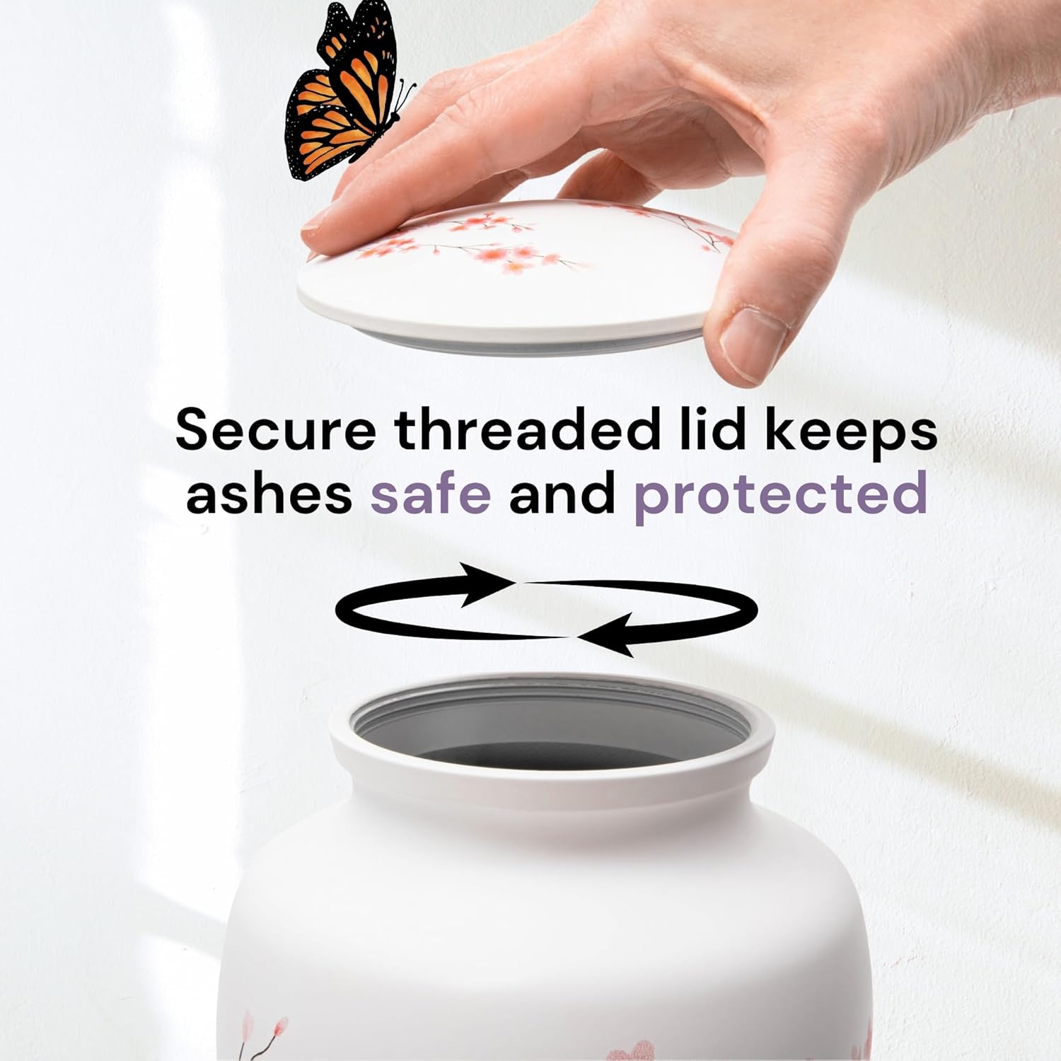 Cremation Urns for Human Ashes Adult Female | Human Urn for Ashes for Women | Decorative for Cremation, Funeral, Burial, Home | Handcrafted Large Size - Cherry Blossom