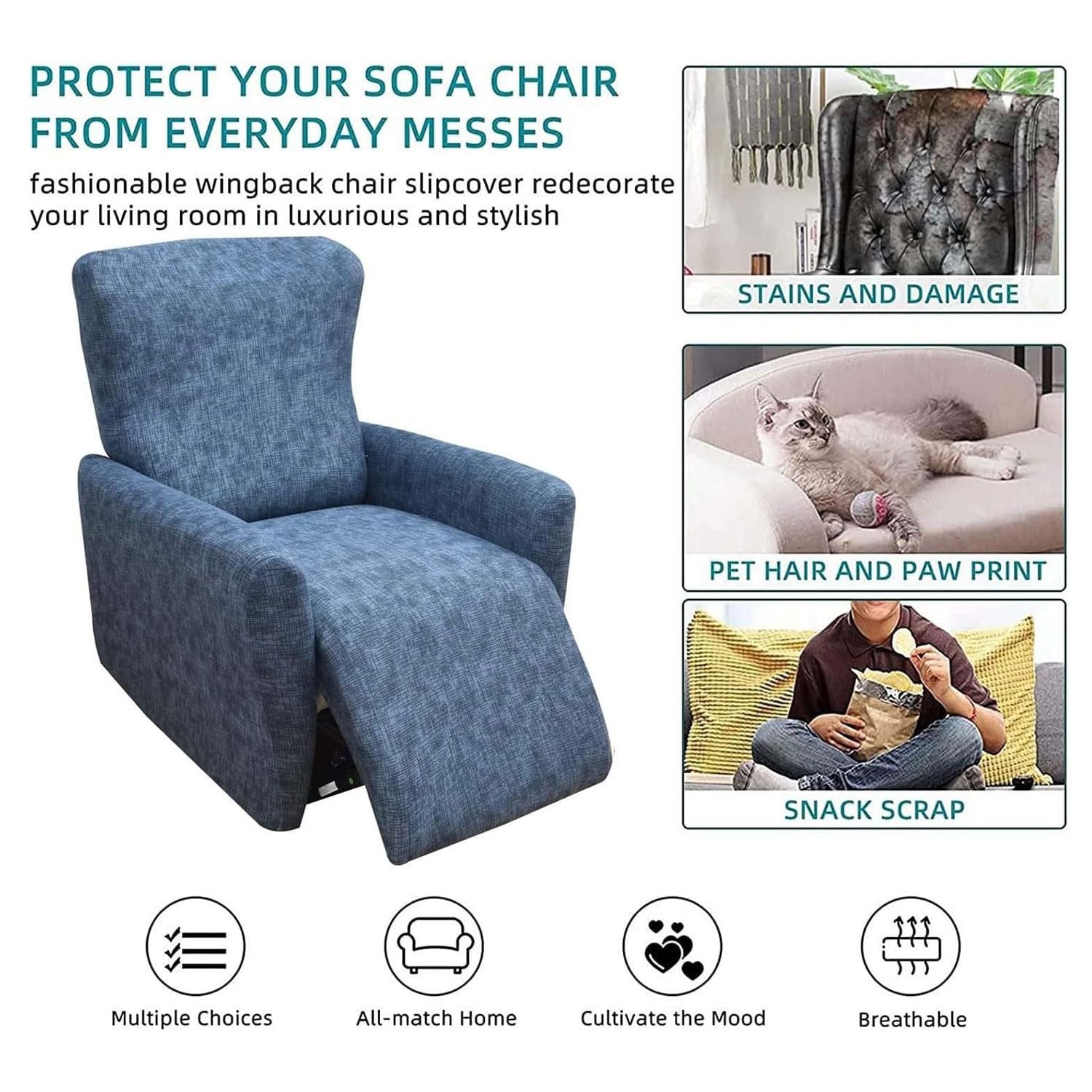 Fodera per poltrona reclinabile di lusso in peluche,Copripoltrona Relax Reclinabile Universale, Moderna Fodere Copripoltrona Reclinabile 1 Posto