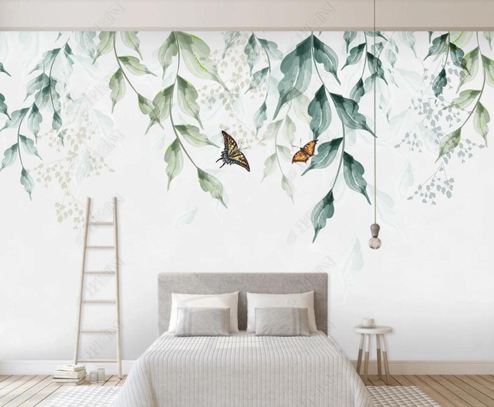 Papier peint 3D intissé papillon aquarelle lavable et facile à poser