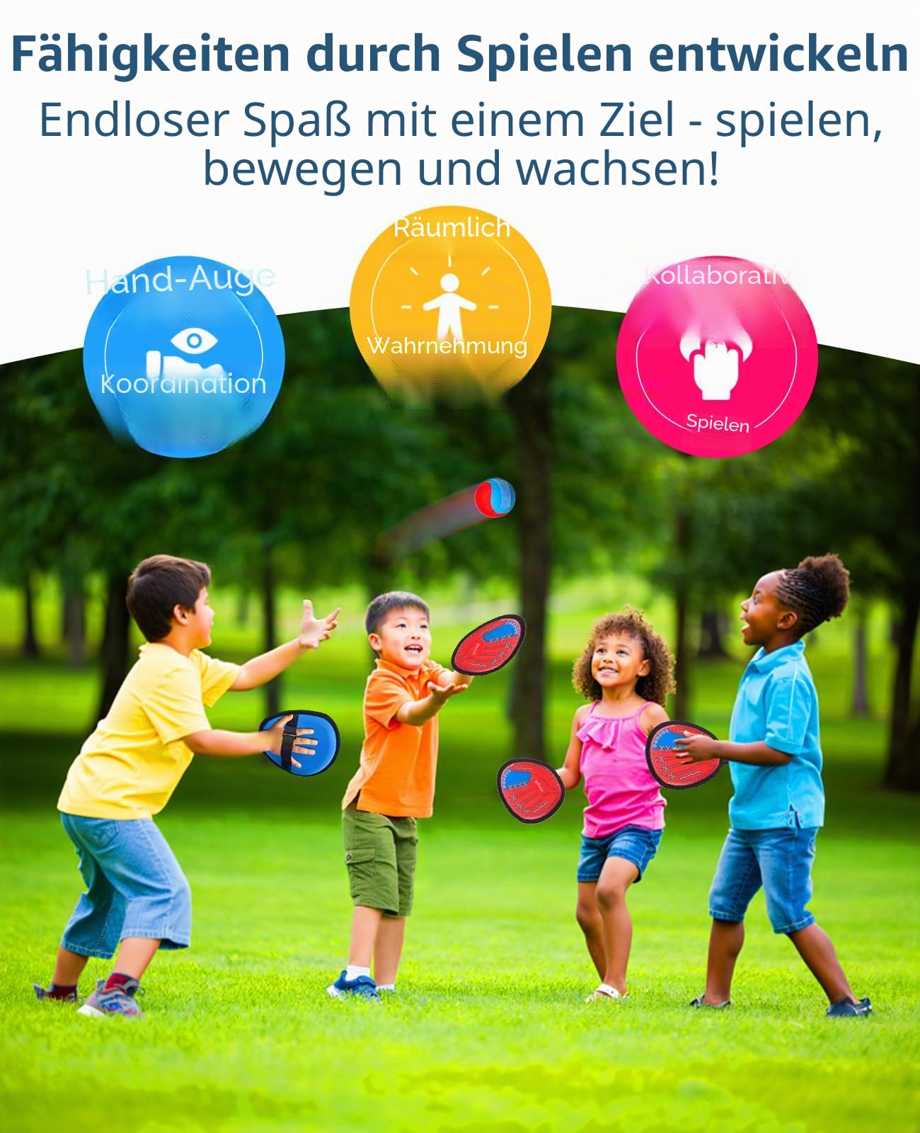 JoyCat Klettballspiel für Kinder Klettball Strandspielzeug Outdoor Spielzeug Wurfspiel Kinder Erwachsene Garten Outdoor Draußen Strand Spiele Klettspiel Kinder Spiele Geschenke 4 5 6 7 8 9 10 Jahre